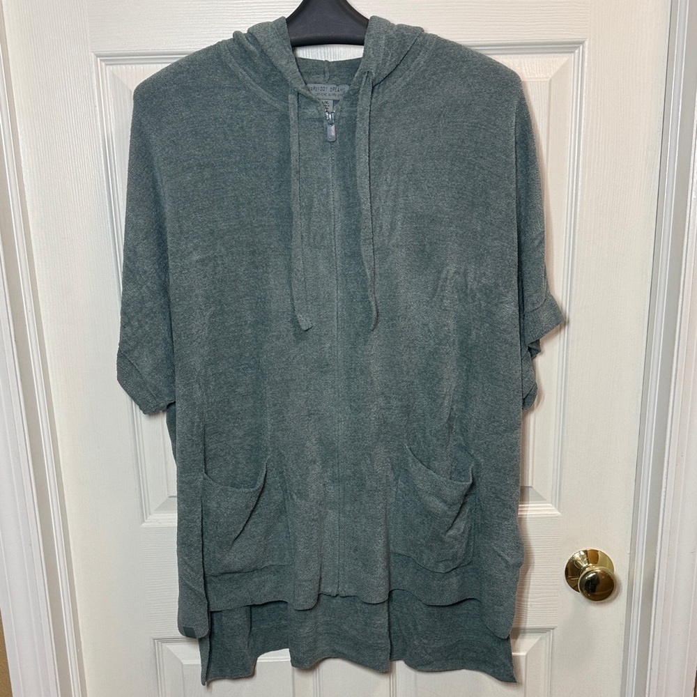 Barefoot Dreams CozyChic Ultra Lite Knit Short Sleeve Zip Up - Picture 10 of 12